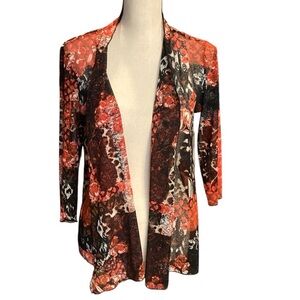 Multiples Clothing Co Semi-sheer Mesh Net Open Front Cardigan Petite Small Light